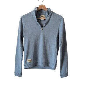 Tracksmith New England Run Merino Wool Quarter Zip Long Sleeve Running Blue XS